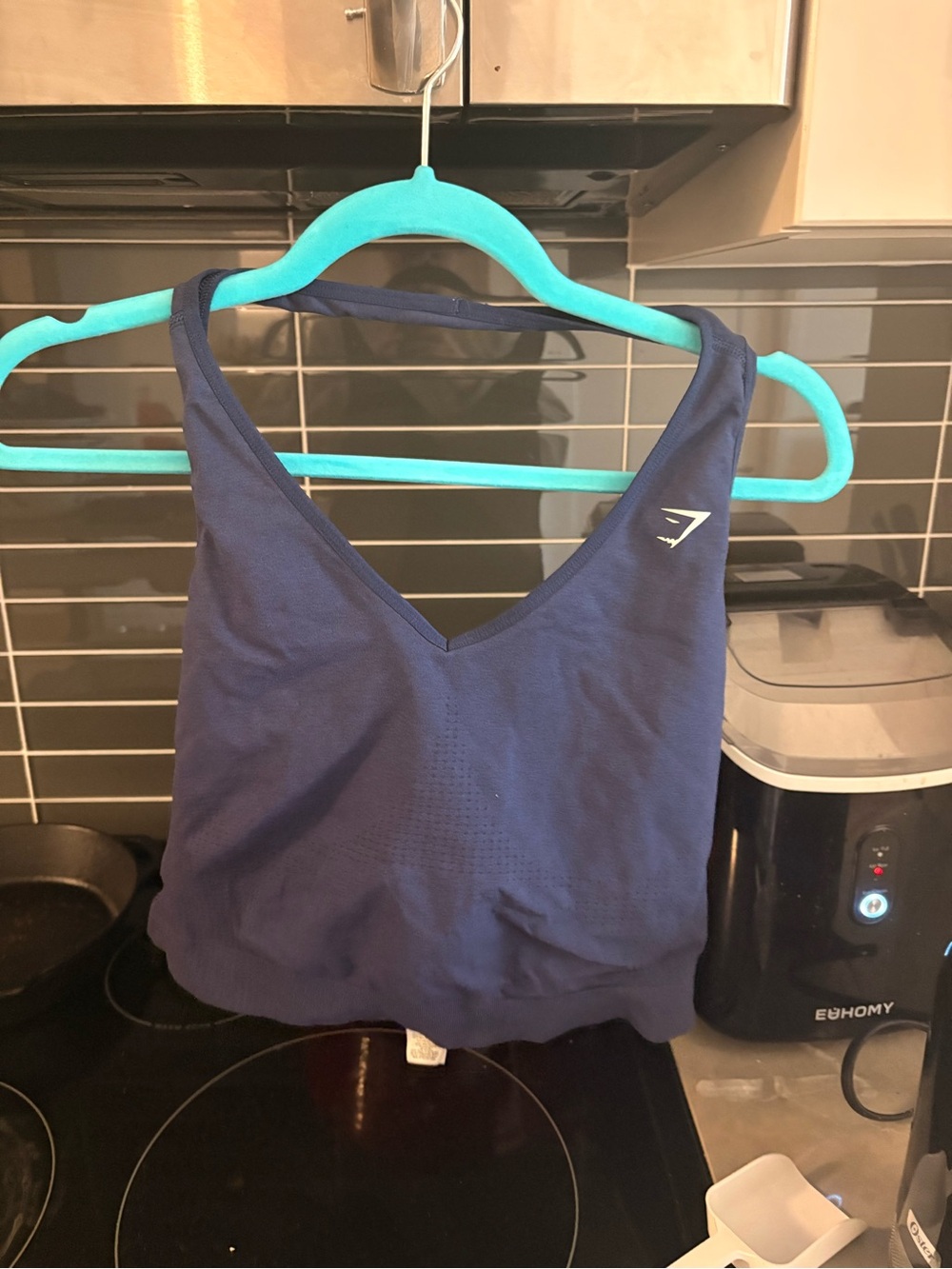 Gymshark Navy V-Neck Seamless Halter Top
